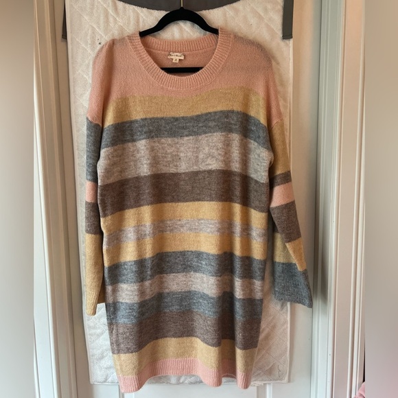 Hem & Thread Multicolor Striped Long Sleeve Sweater Dress - Picture 4 of 7